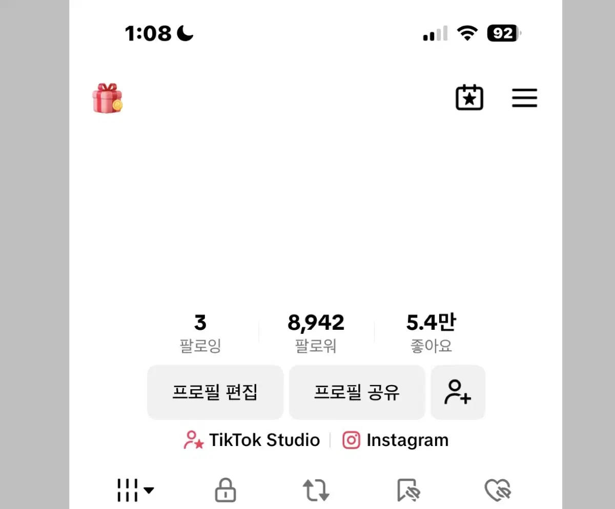 틱톡 팔로워 9k 계정