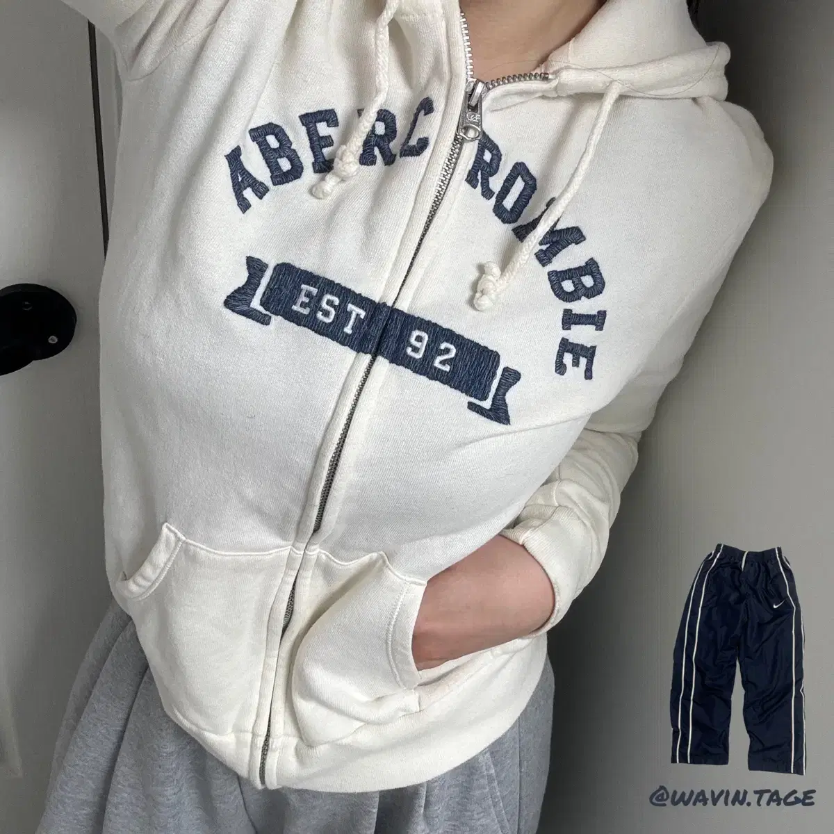 Abercrombie Hooded Zip-Up Ivory