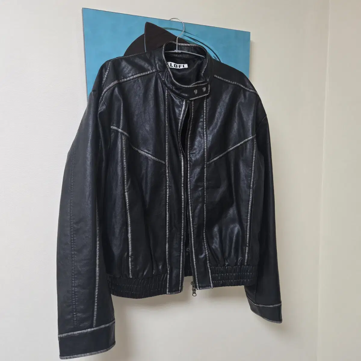 XL Lo-fi [Vegan Leather] Anderson Racer Jacket in Washed Black