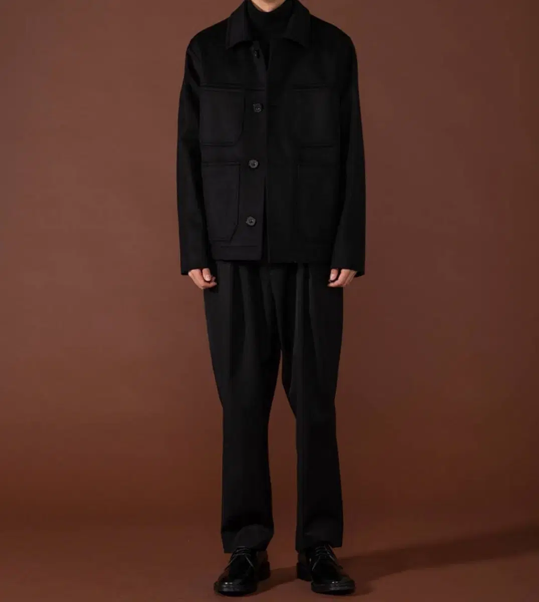 L) Zucca Homme Double-faced Patch Pocket Wool Jacket Black