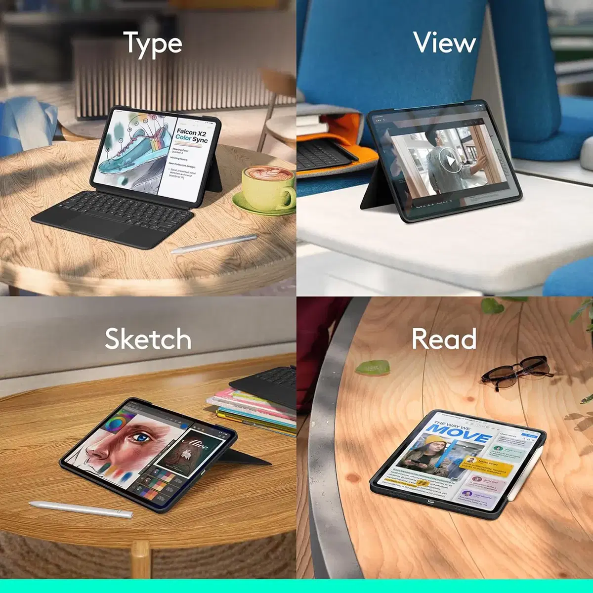 로지텍 콤보 터치 아이패드 프로 11인치 M4 트랙패드 키보드 케이스