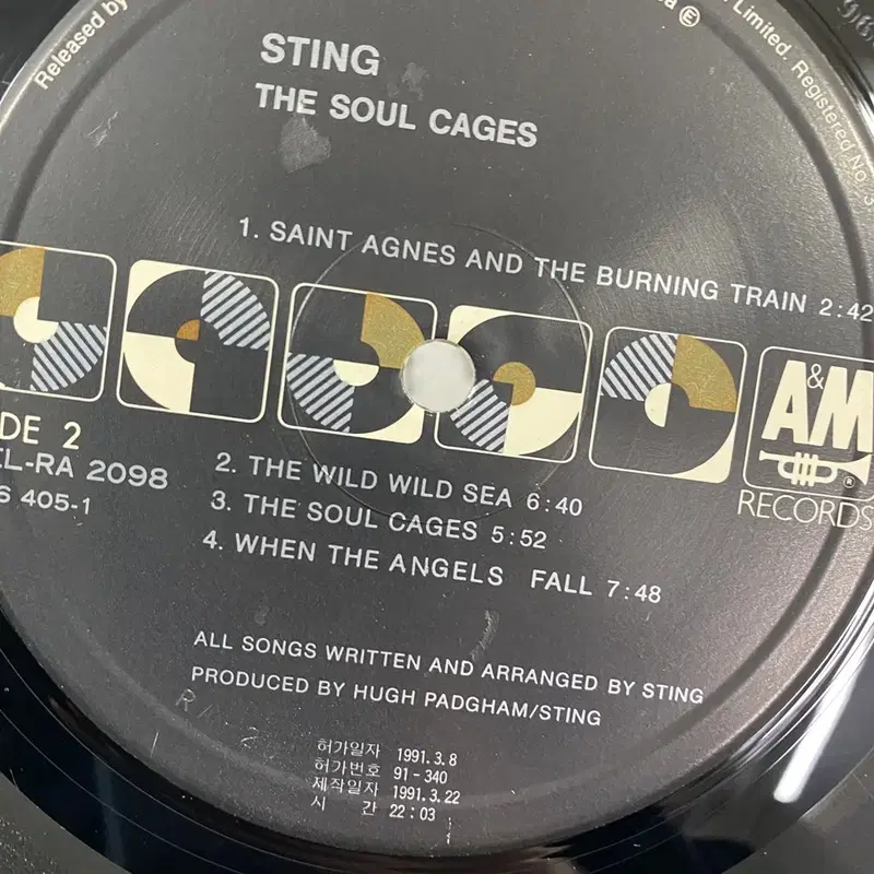 STING THE SOUL CAGES LP / AA6276