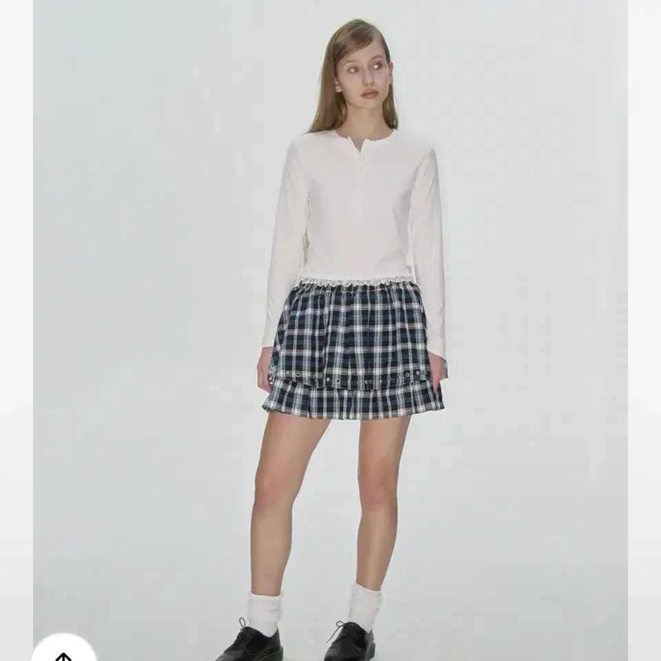 (반택무료) 플리즈프로젝트 STUD FRILL SKIRT, CHECK