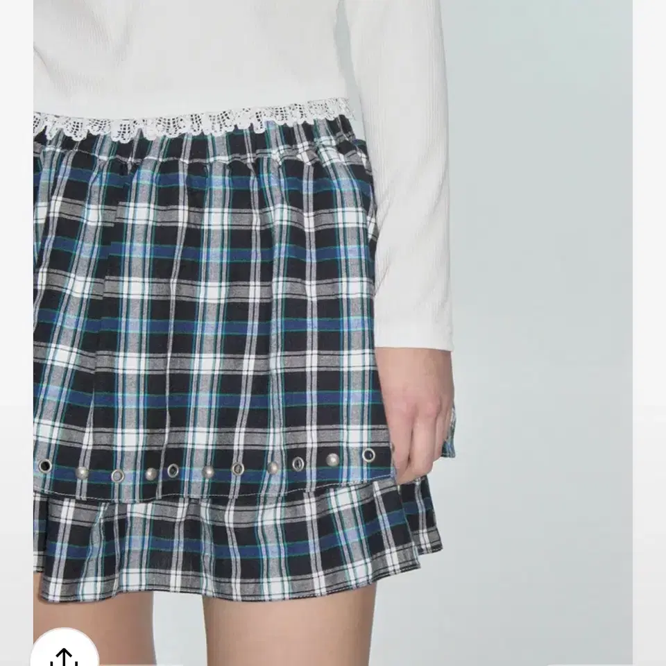 (반택무료) 플리즈프로젝트 STUD FRILL SKIRT, CHECK