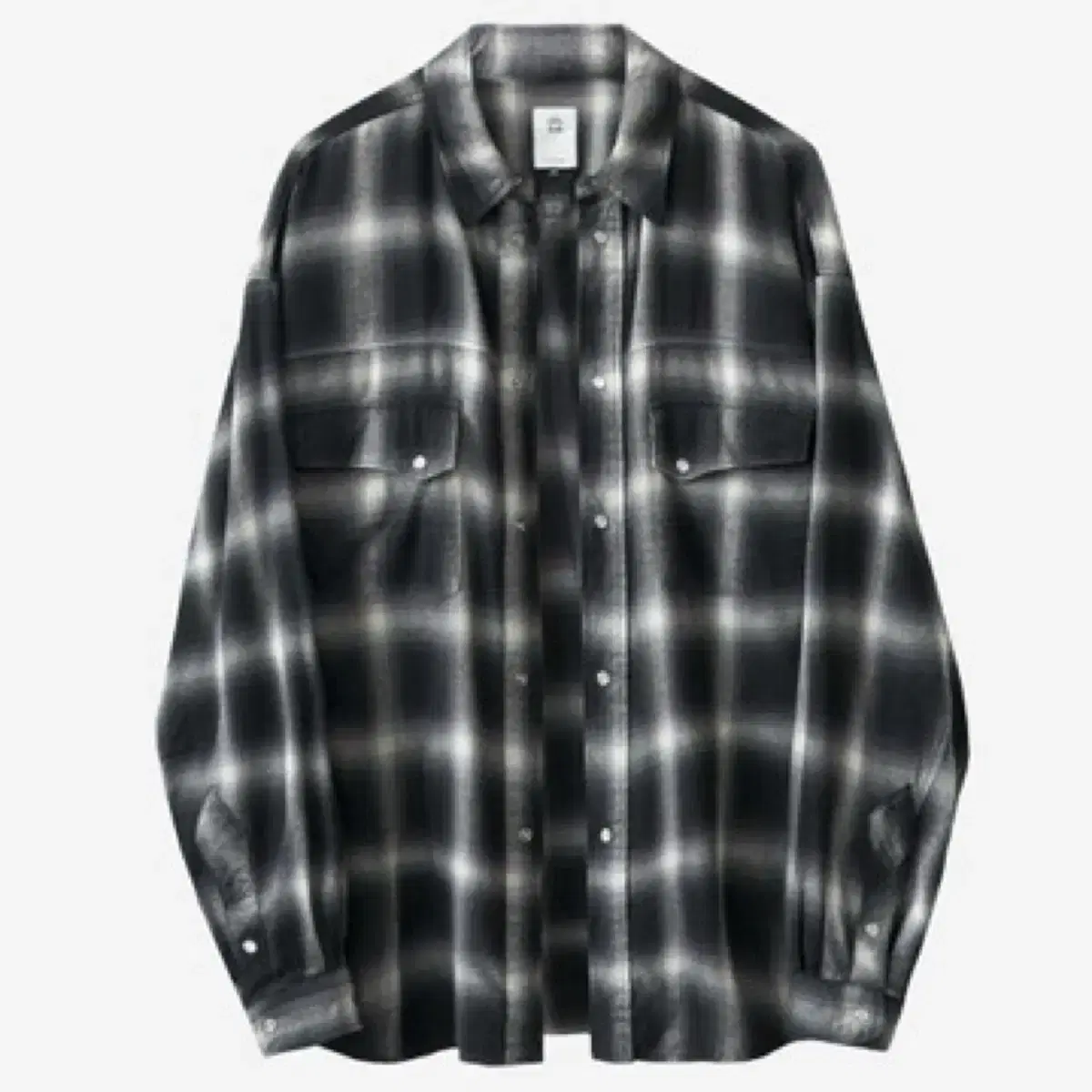 [3]Polyester Loose Check Shirt Western Ink White Ombré