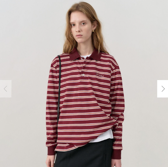 던스트 COLLARED T-SHIRT BURGUNDY STRIPE