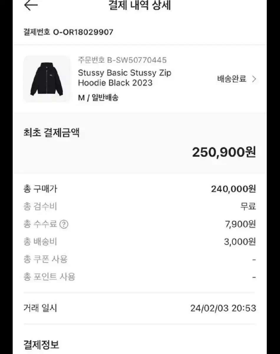 스투시 후드집업 베이직 M