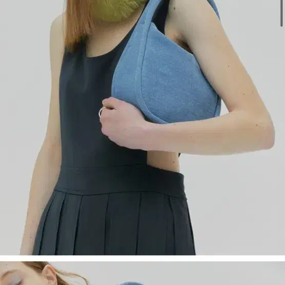 여밈oval bag (denim) 토트백