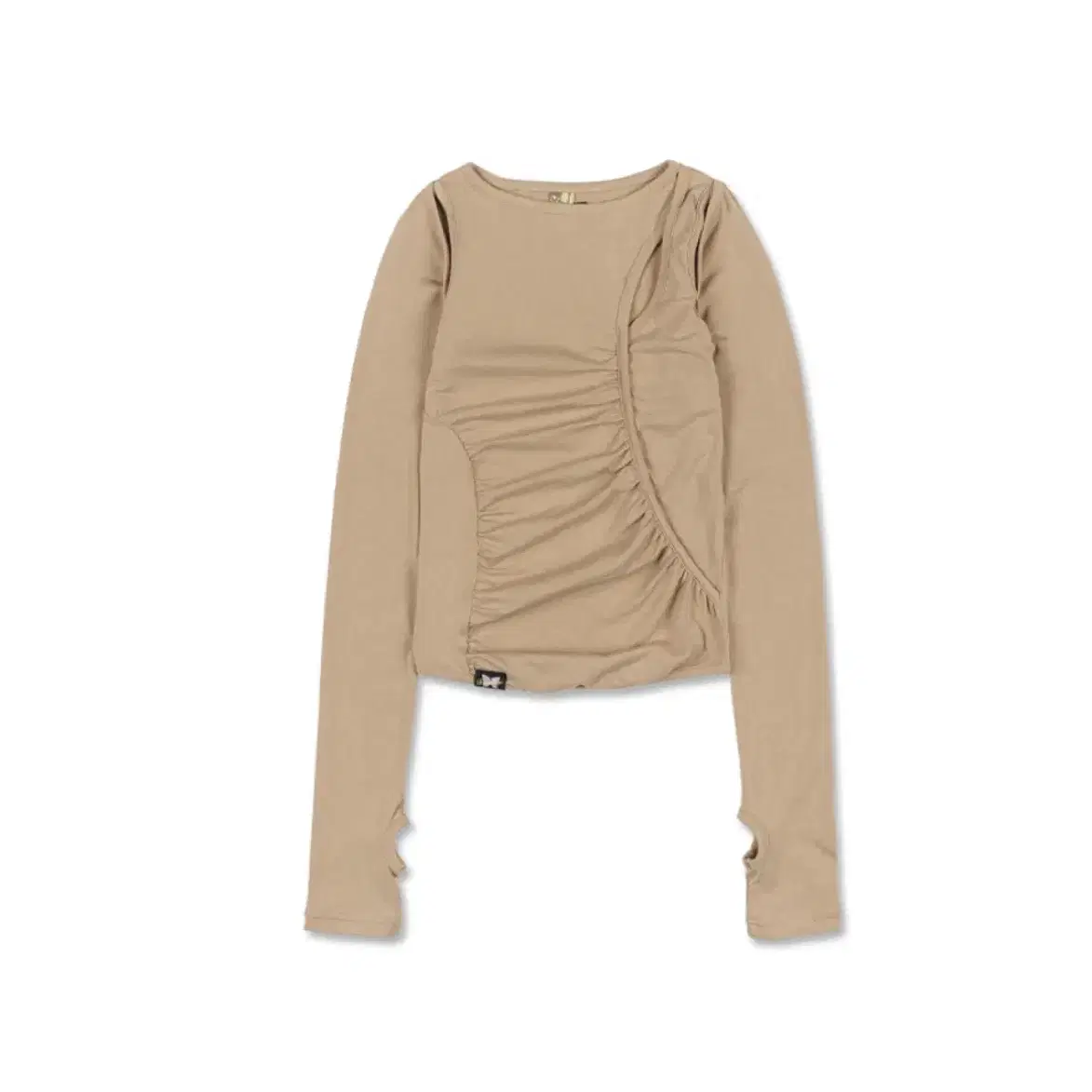 배디 CUT-OUT SHIRRING TOP [BEIGE]