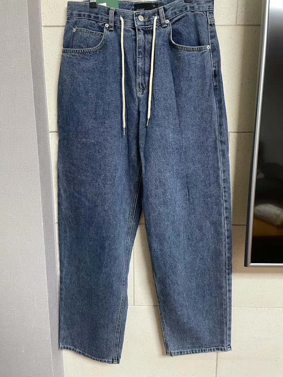 EXAMPLE Wide denim pants jin blue (M) for Unisex