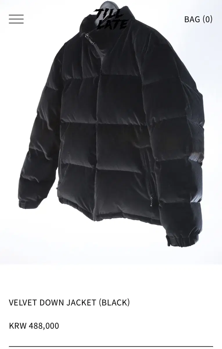 [L]Tilate Velvet Duck Down Jacket Black New