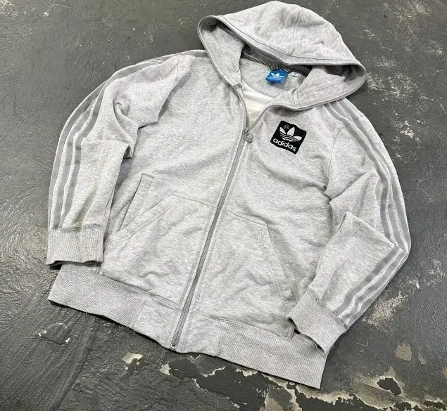 Adidas Grey Hooded Jersey Zip-Up 100/L