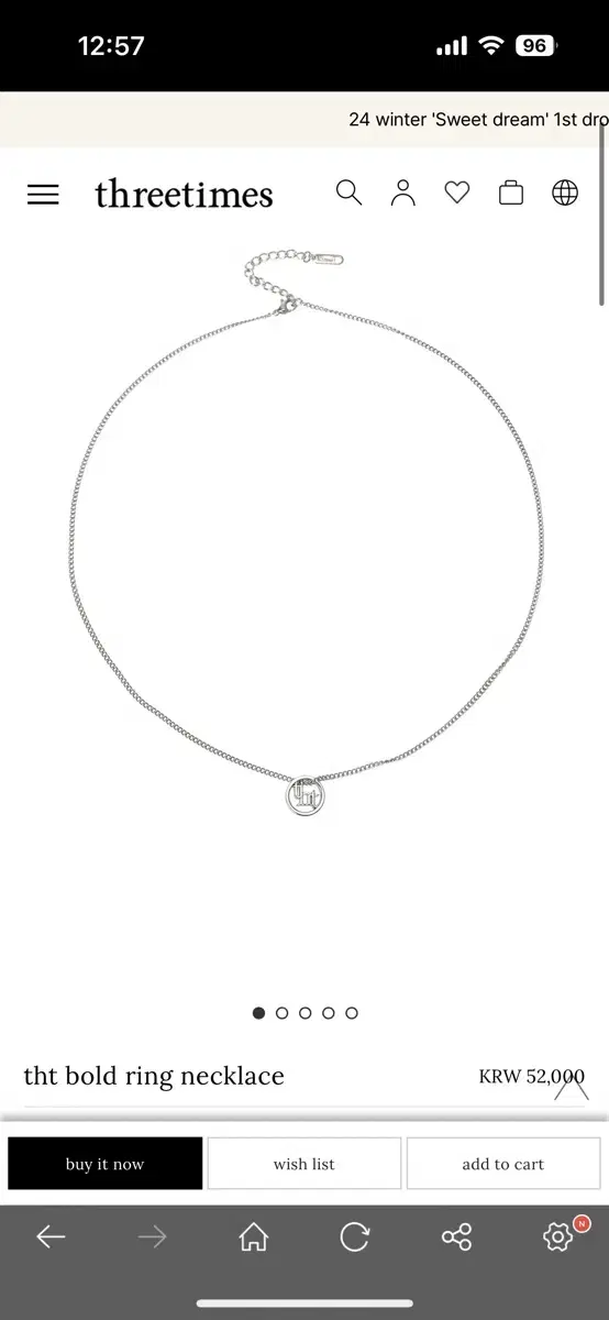 쓰리타임즈 tht bold ring necklace (silver)