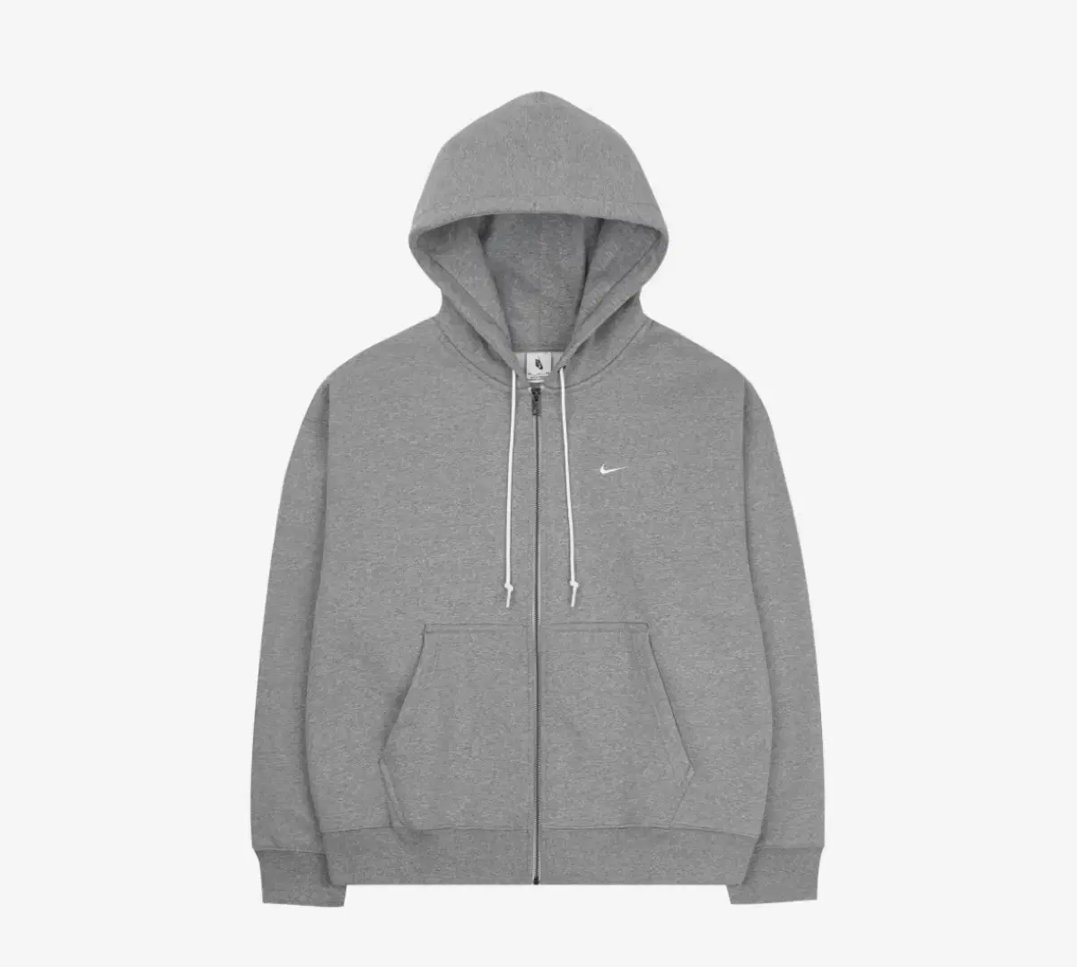 (L) Nike NRG Solo Swoosh Full Zip Up Hoodie Dark Grey Heather