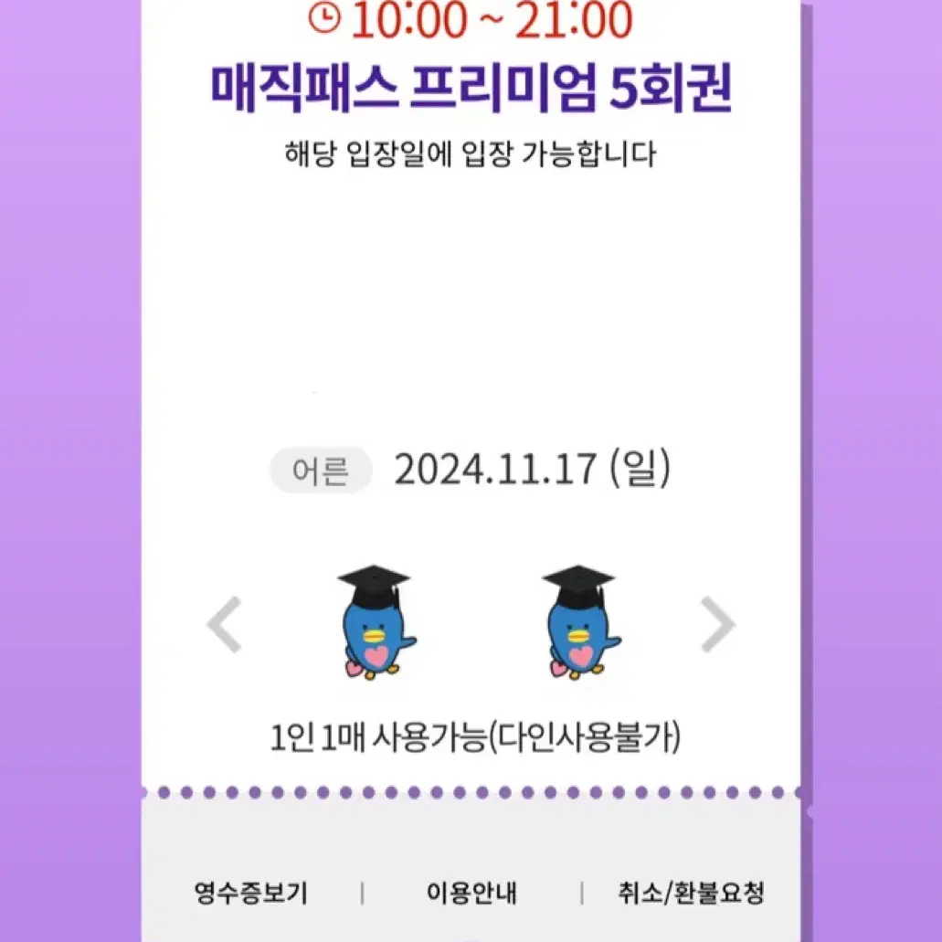 11월17일(일)롯데월드 매직패스 5회권 7회권