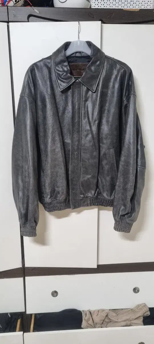 (L)stu Overfit Leather Jacket Black