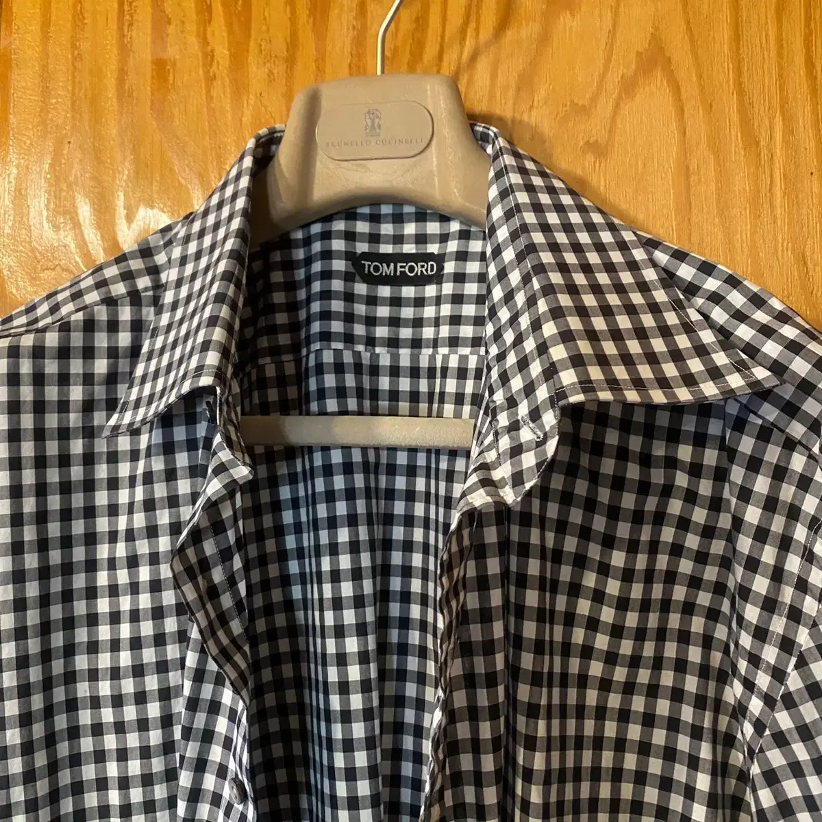 Tom Ford black and white check dress shirt sell does46