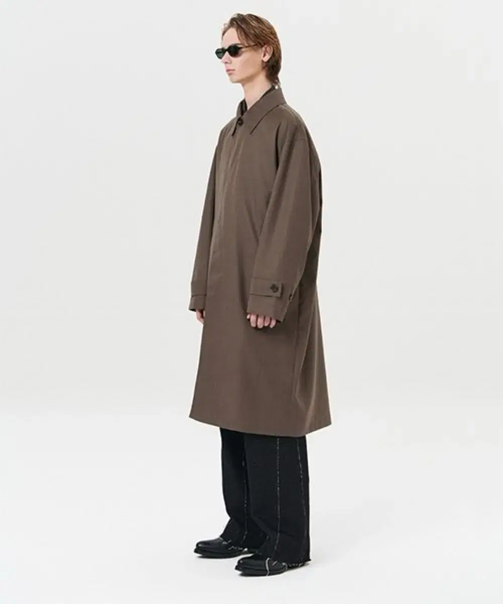 [3] Fabregas Wool Shoxskin Hidden Balmacan Coat Dark Brown