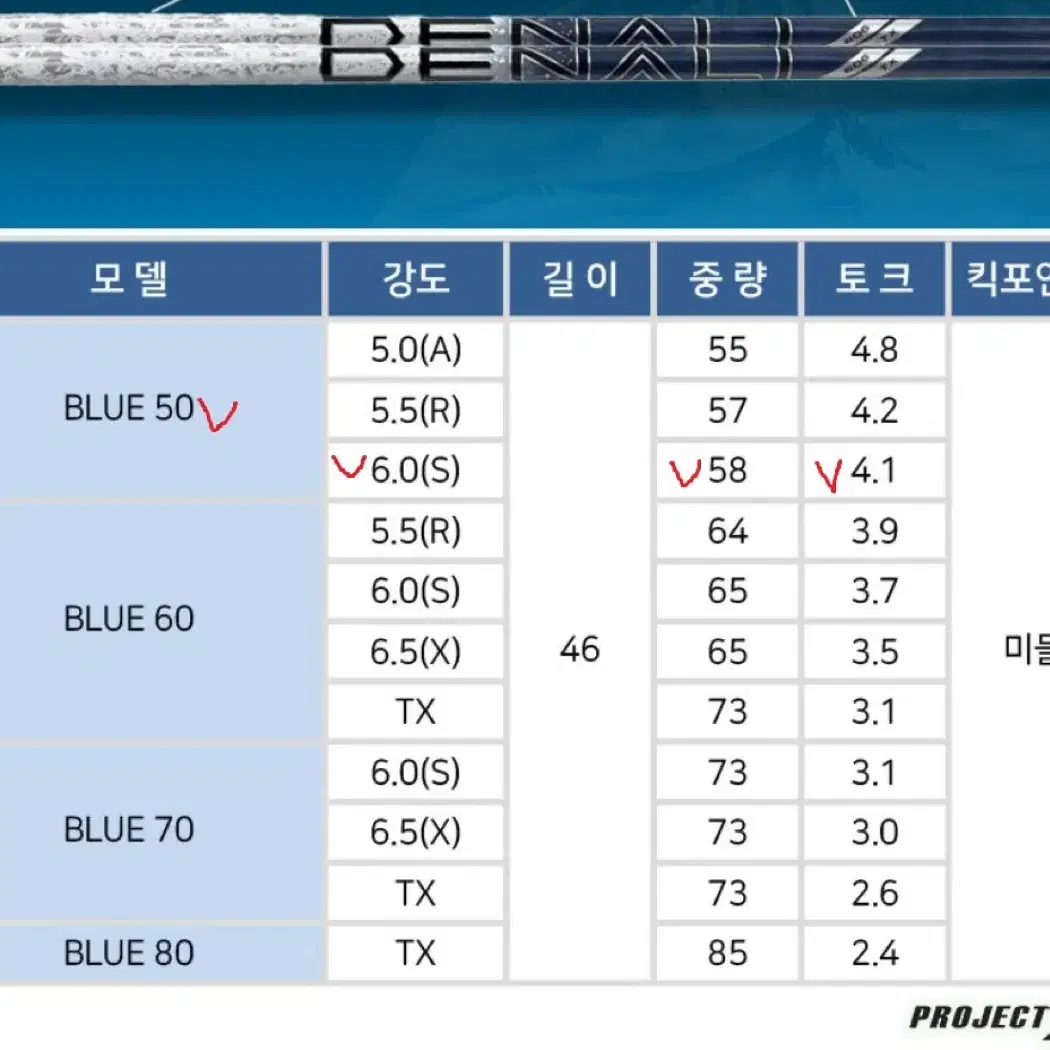 정품)드날리 블루50 6.0 58그람