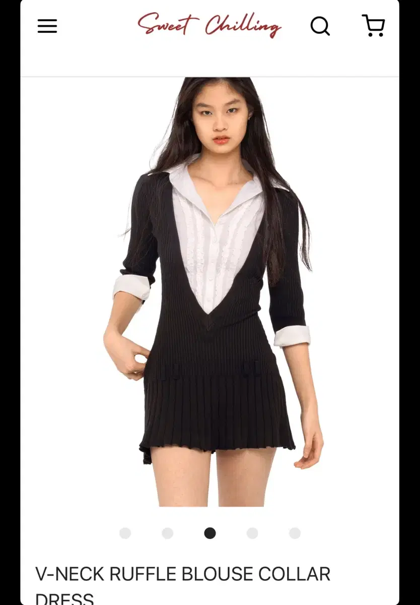 스위트칠링 V-NECK RUFFLE BLOUSE COLLAR DRESS