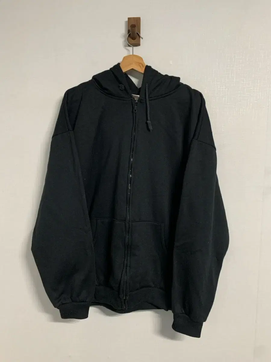 [2XL]San brushed big size plain hooded zip-up (Made in USA)