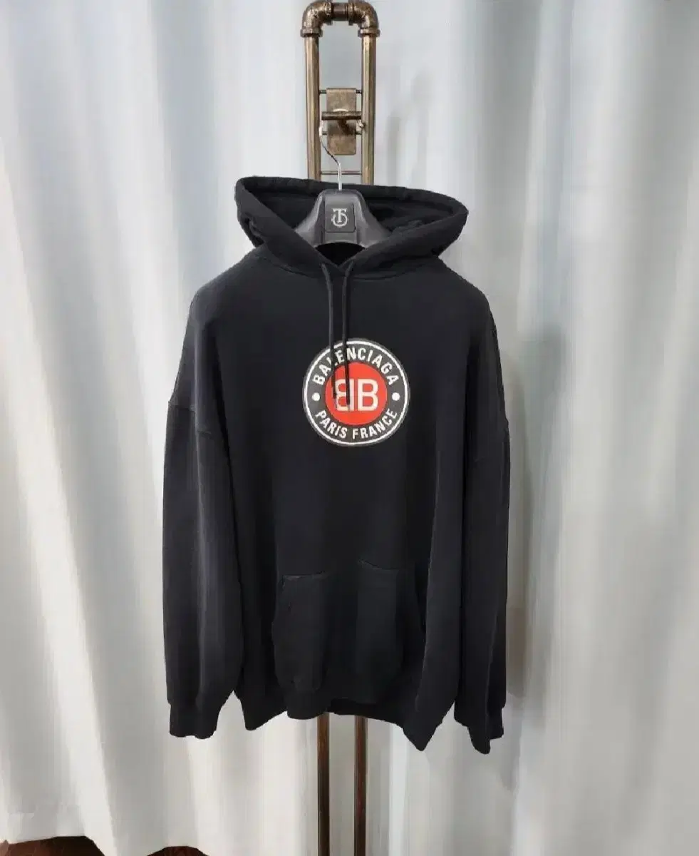 Balenciaga Paris BB badge logo black hoodie size S