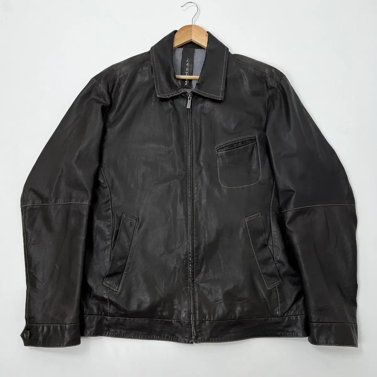 (Free shipping) Brown leather jacket for MCneal Leather