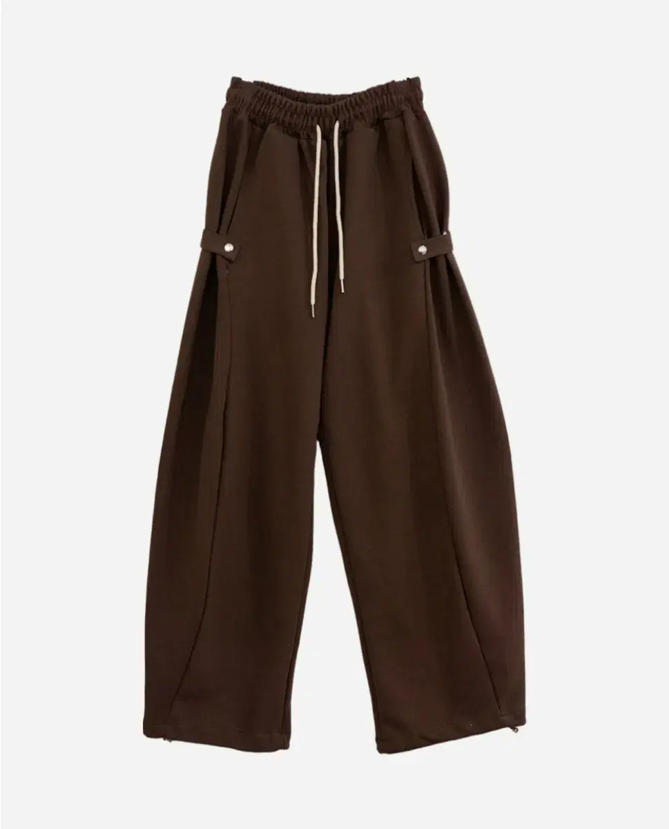 Four Seasons Wide Banding Snap Button Sweatpants Brown