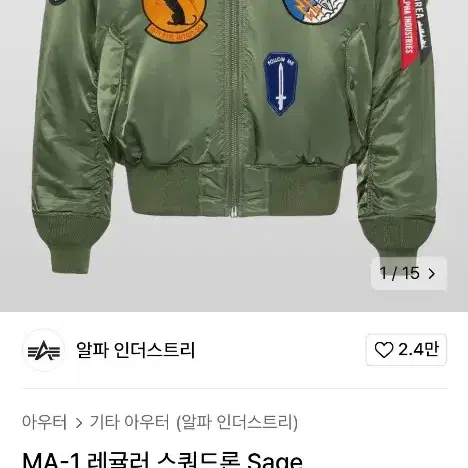 알파인더스트리 ma-1 레귤러 스쿼드론