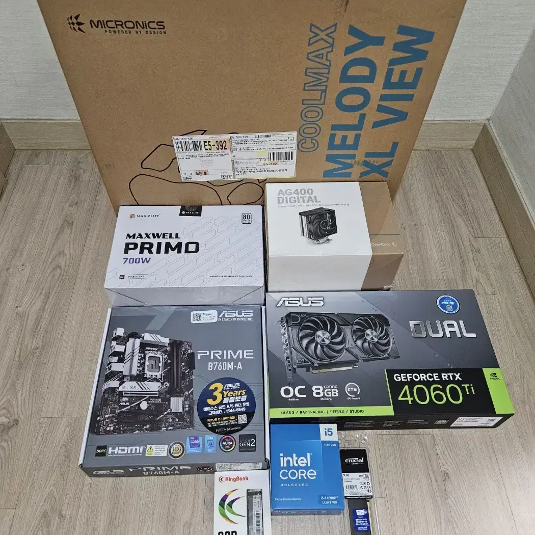 (신품)14600KF 램16 아수스 4060Ti OC 8GB 공랭본체!~