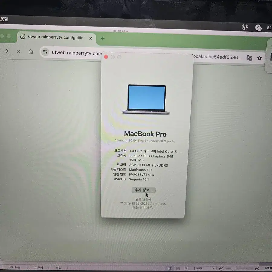 맥북프로 2019 13인치 8 256
