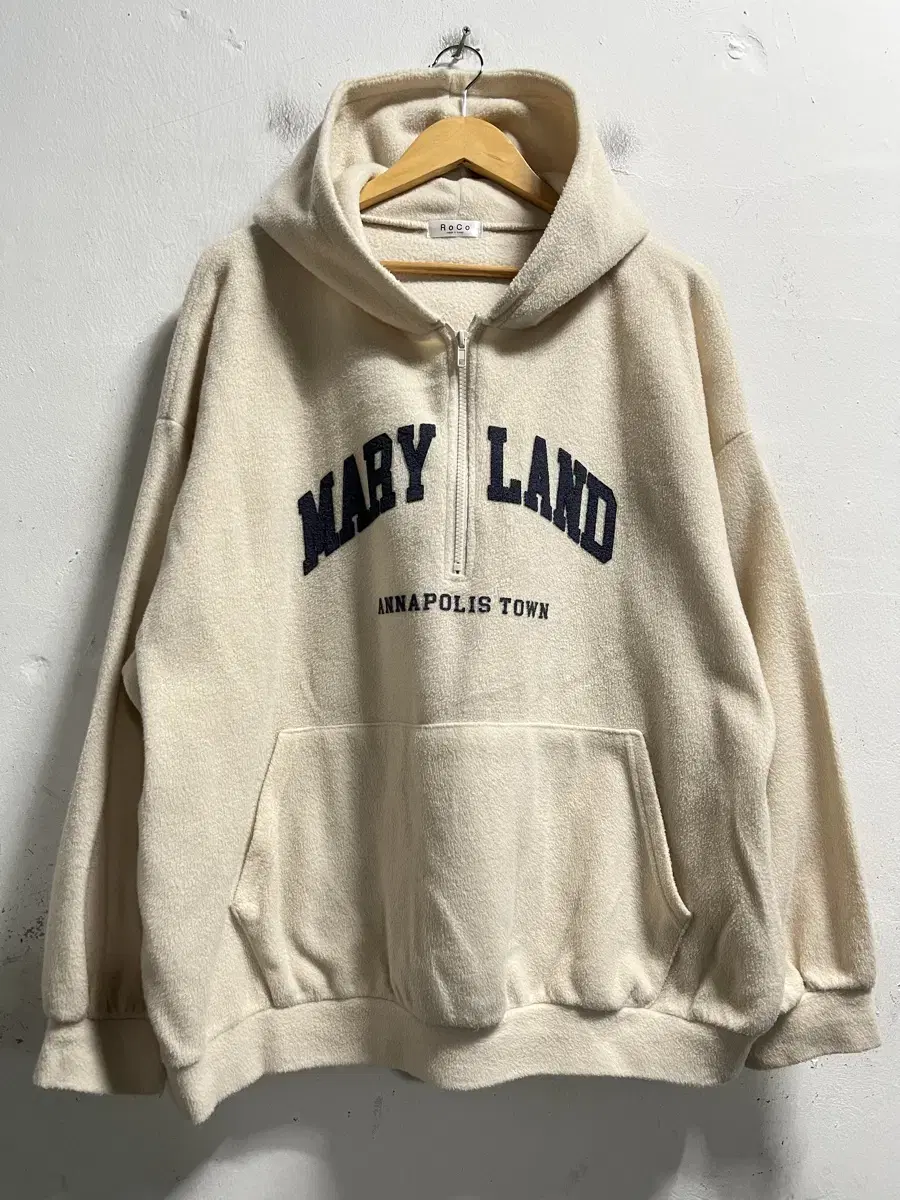 F(100-110) MARY LAND 루즈핏 반집업 후리스 플리스 후드티