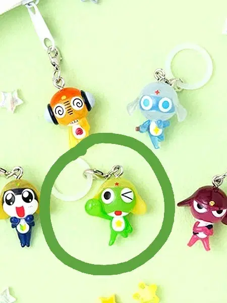 Keroro Mejirushi Gacha sealed Frog Sergeant Figure Marking Keyring