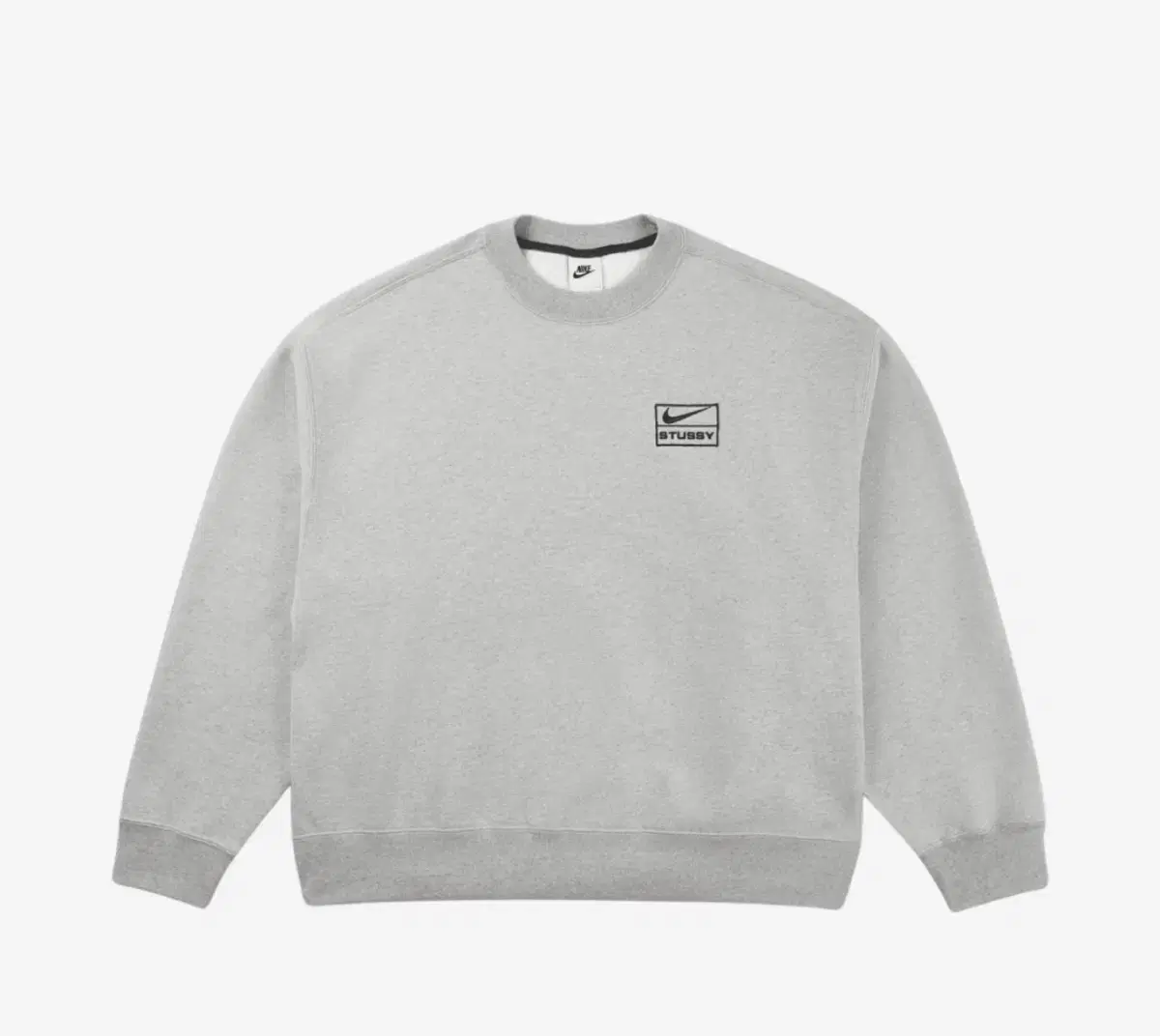 [L] Nike Stussy Natusi NRG Fleece Crewneck Sweatshirt Dark Grey He