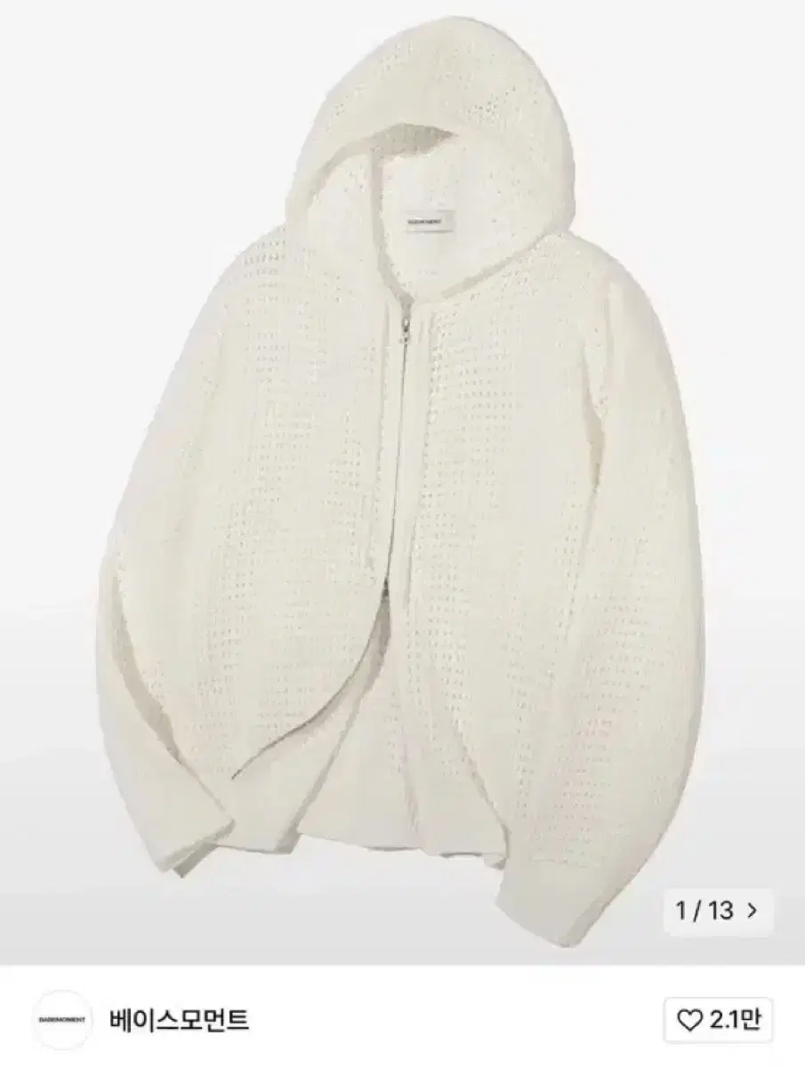 Basemoment Knit Hooded Zip Up L