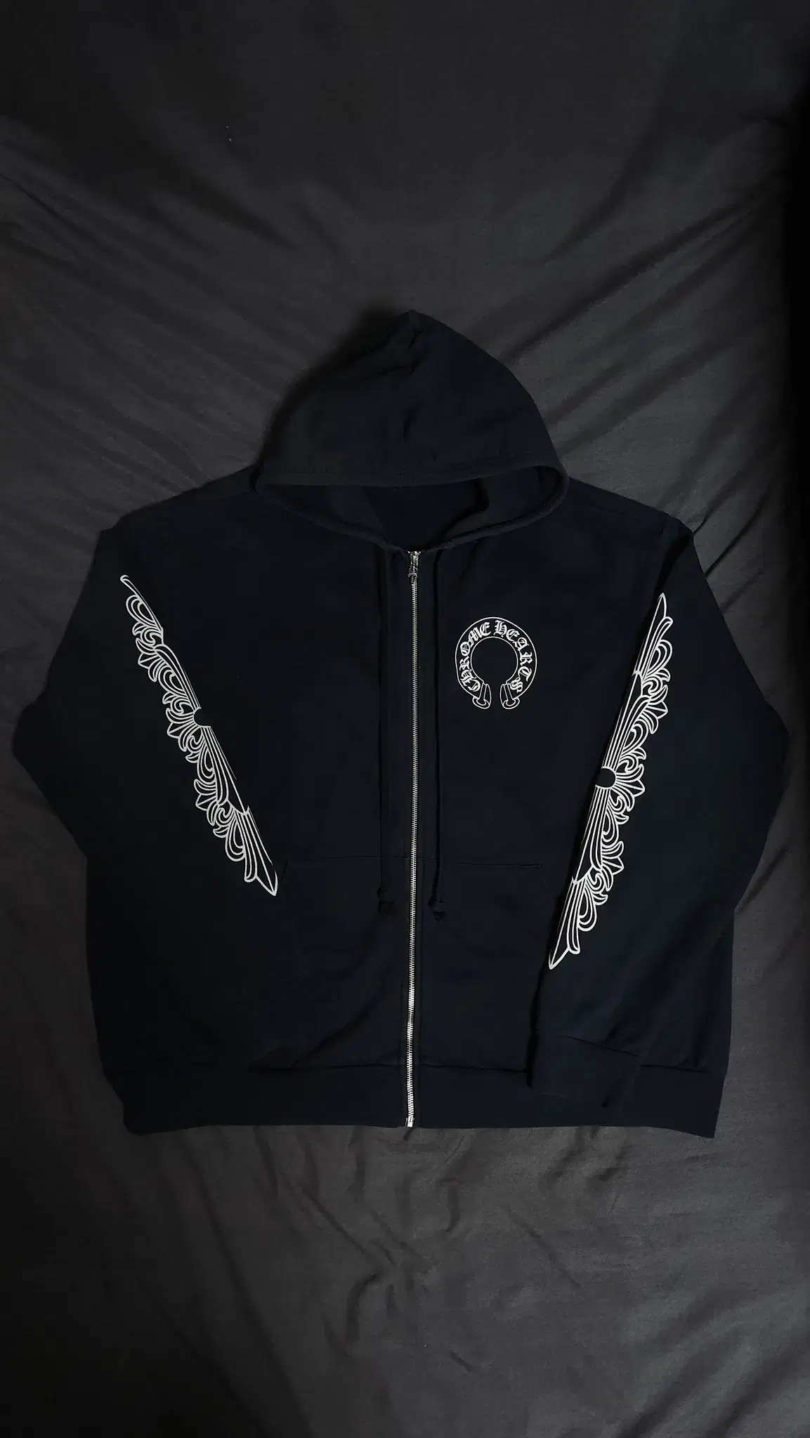 [XXL] Chrome Hearts Horseshoe Floral Hoodie Black