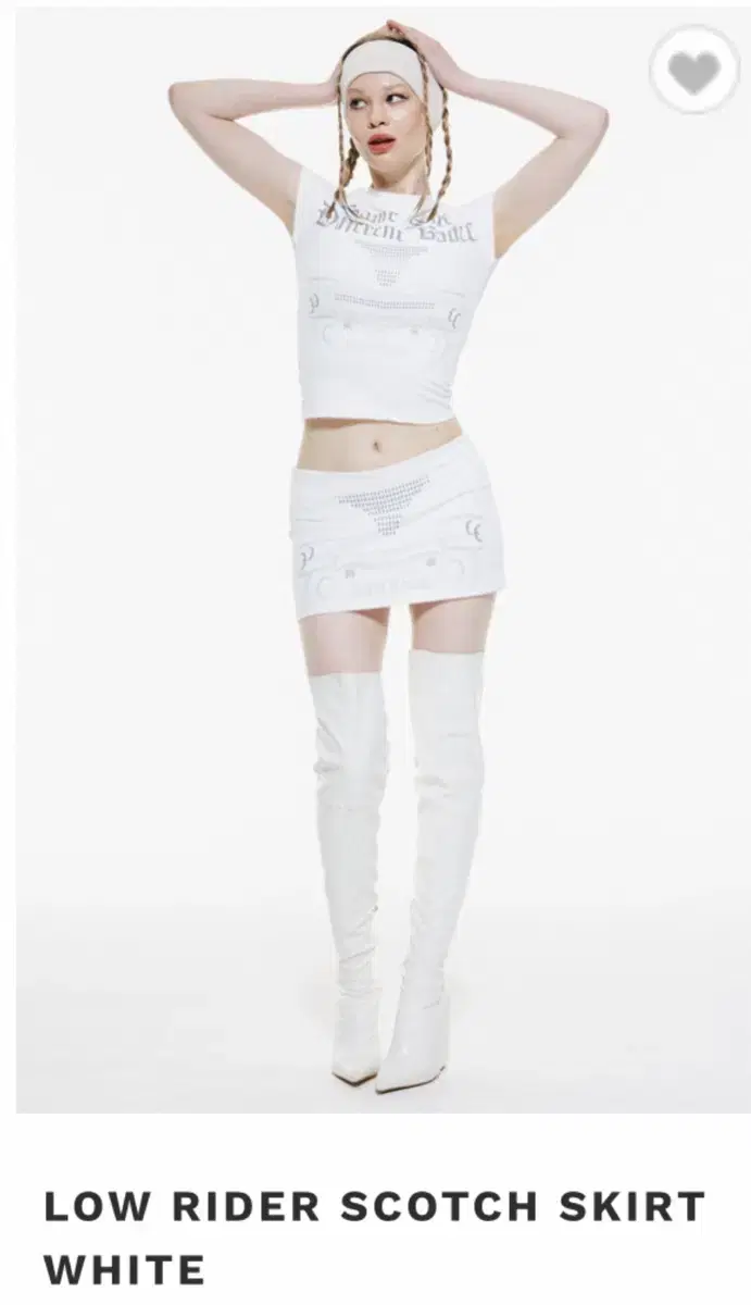 badee 배디 LOW RIDER SCOTCH SKIRT WHITE