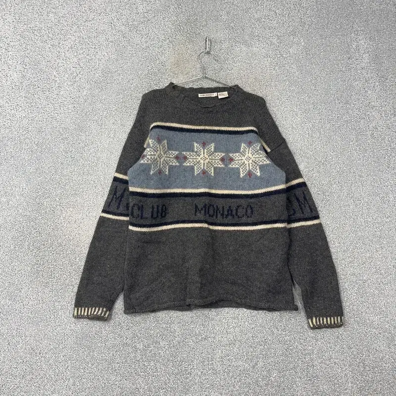 Club Monaco Vintage Print Gray Wool Knit L