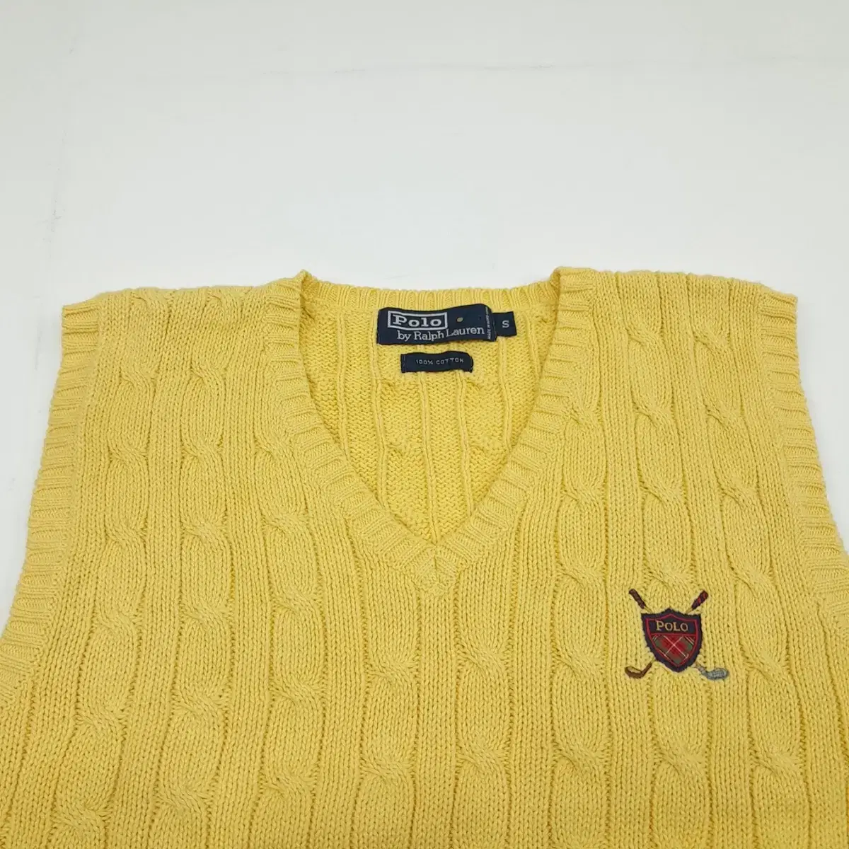 (CS041) S 폴로 꽈배기 옐로우 니트 베스트 knit