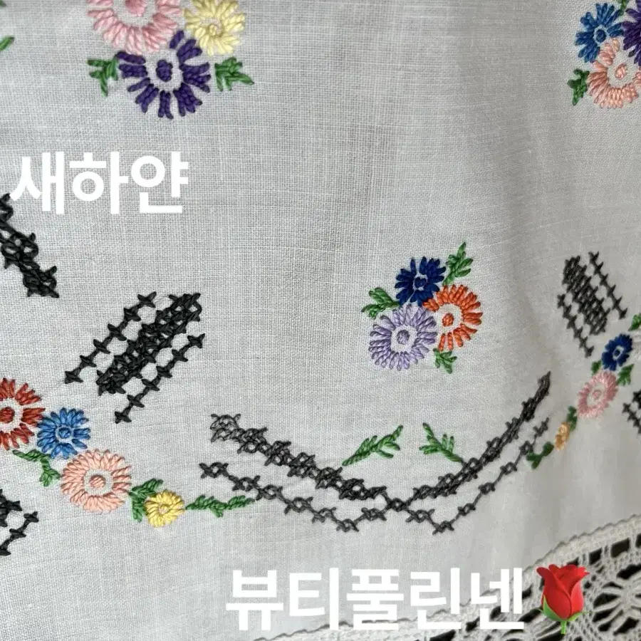 100x100cm/프랑스 빈티지 손자수 테이블보