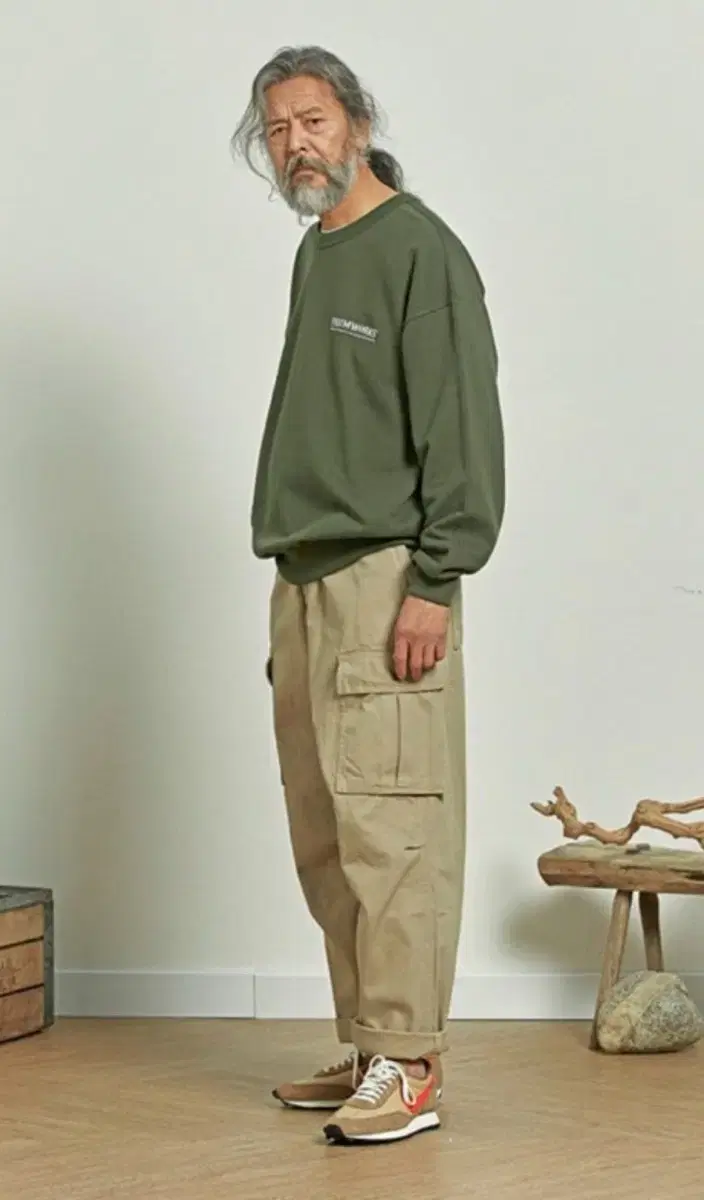 Prismworks BROKEN TWILL CARGO WIDE PANTS BASIC