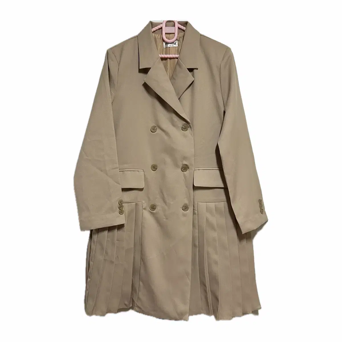 Trench-collar pleated midi jacket/ONEPIECE