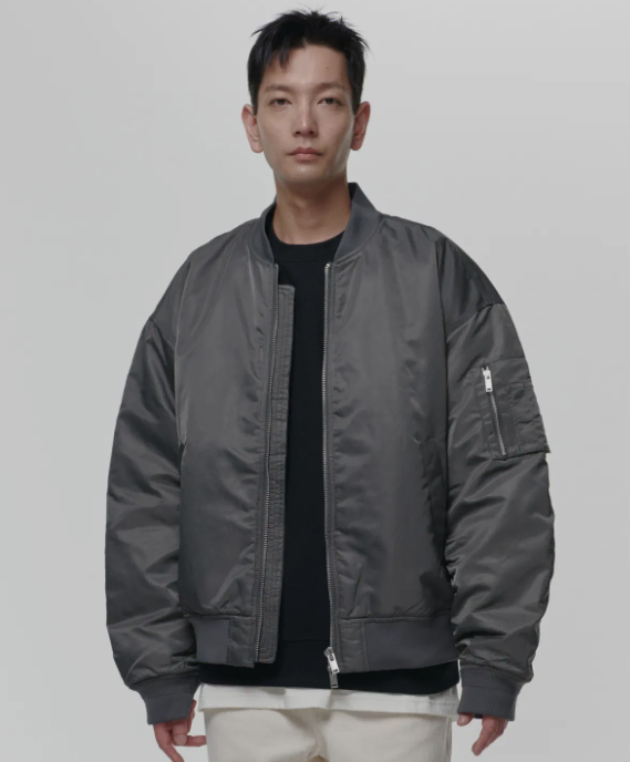 Unisex Oversized MA-1 Bomber Jacket in Dark Gray