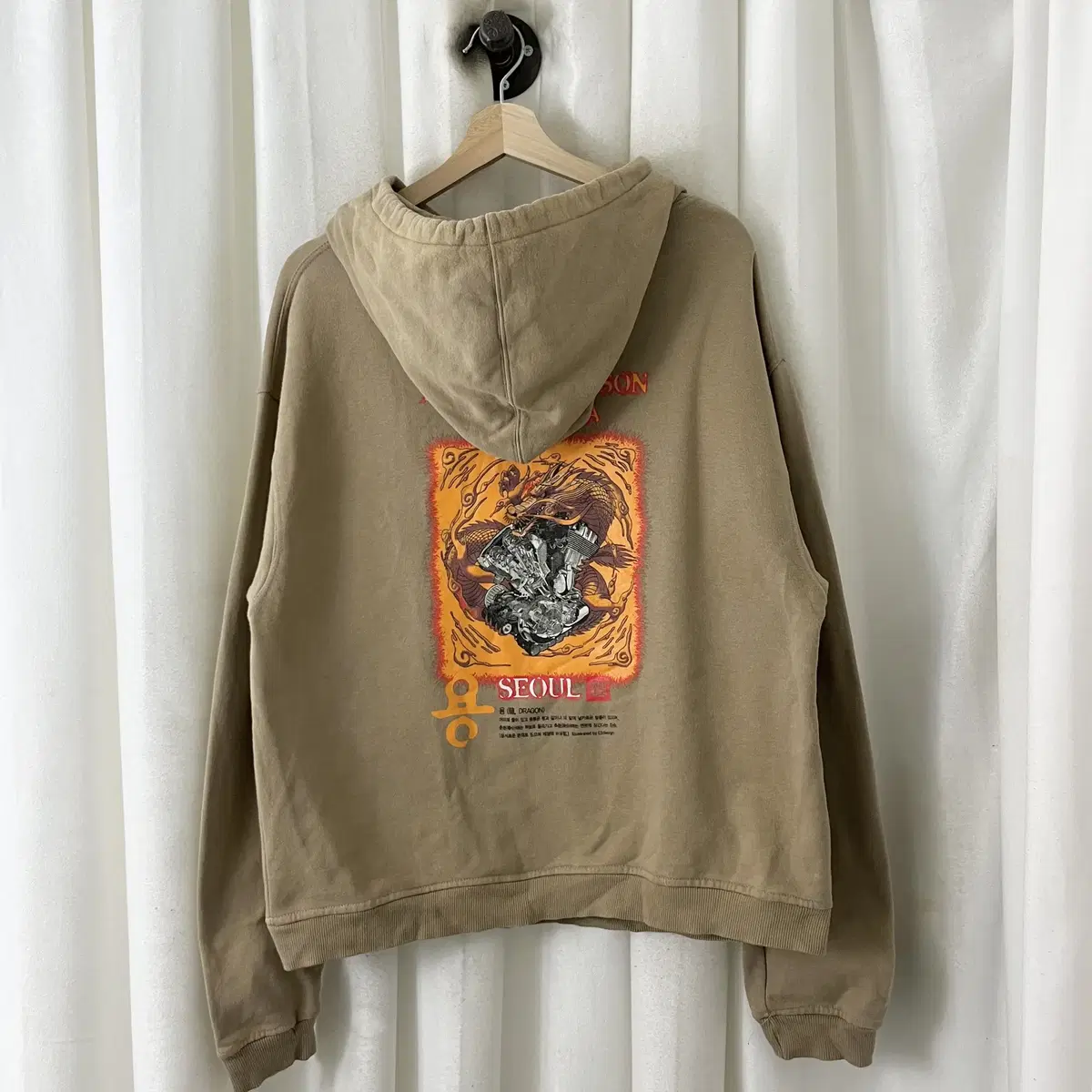 Harley-Davidson Beige Dragon Printed Hoodie