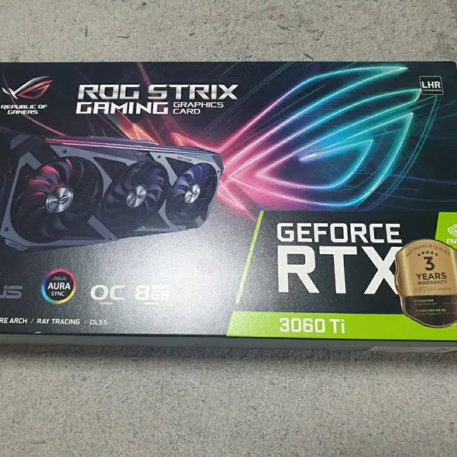 풀박 신품수준 아수스 로그스트릭스 RTX3060TI O8G GAMING