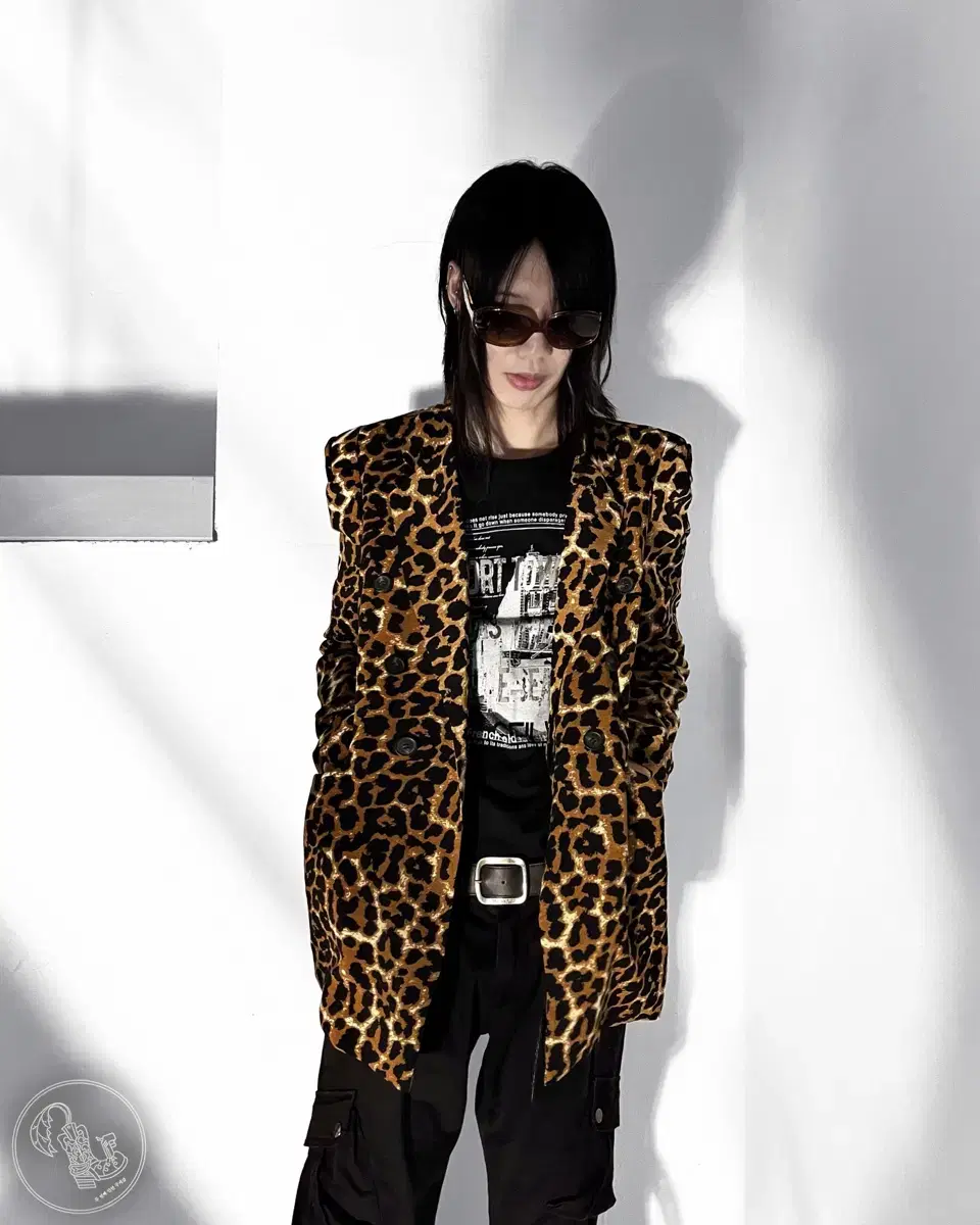 Vintage leopard pattern genderless blazer jacket