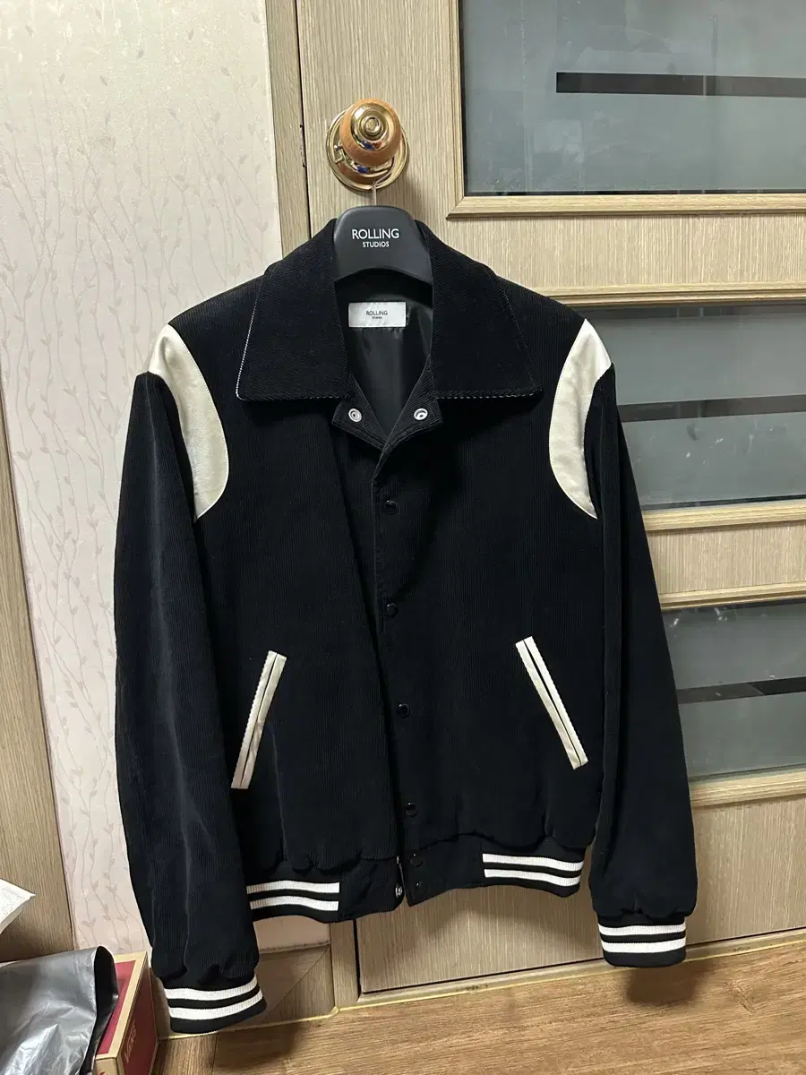 [XL] Rolling Studio Corduroy Varsity Jacket Black