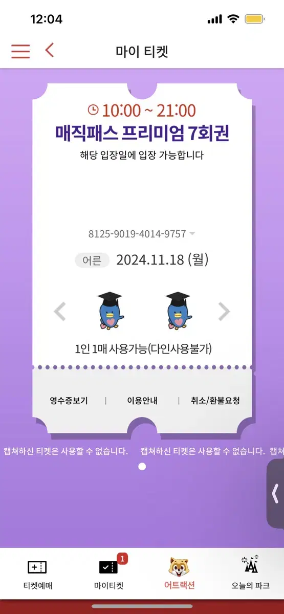 11월18일 롯데월드 매직패스 7회권