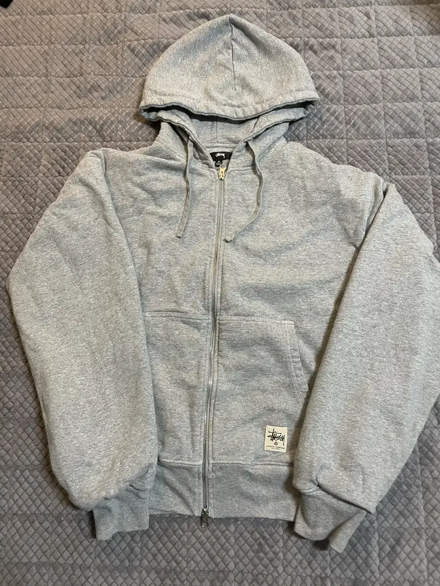 [M] Stussy Double Face Label HoodieZip-up gray