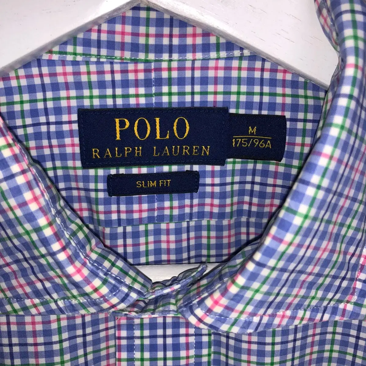 Polo Ralph Lauren 슬림 핏 체크 패턴 반팔 셔츠 (M)